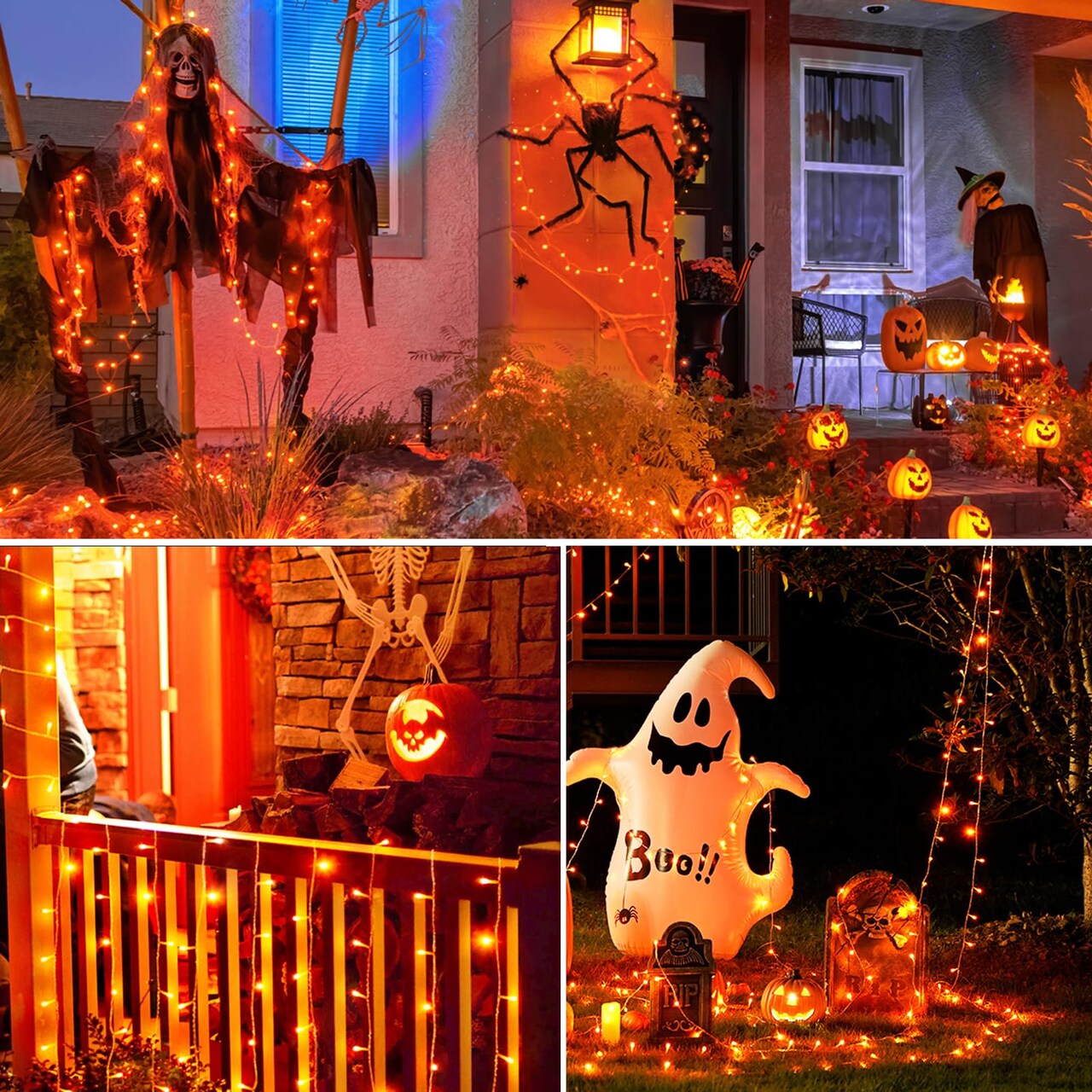 300 Led Orange Outdoor String Lights Waterproof Halloween Decorations, 108 Ft Thanksgiving Decor Lights 8 Modes Plug in Fairy Lights for Bedroom Yard Wedding Room Decor